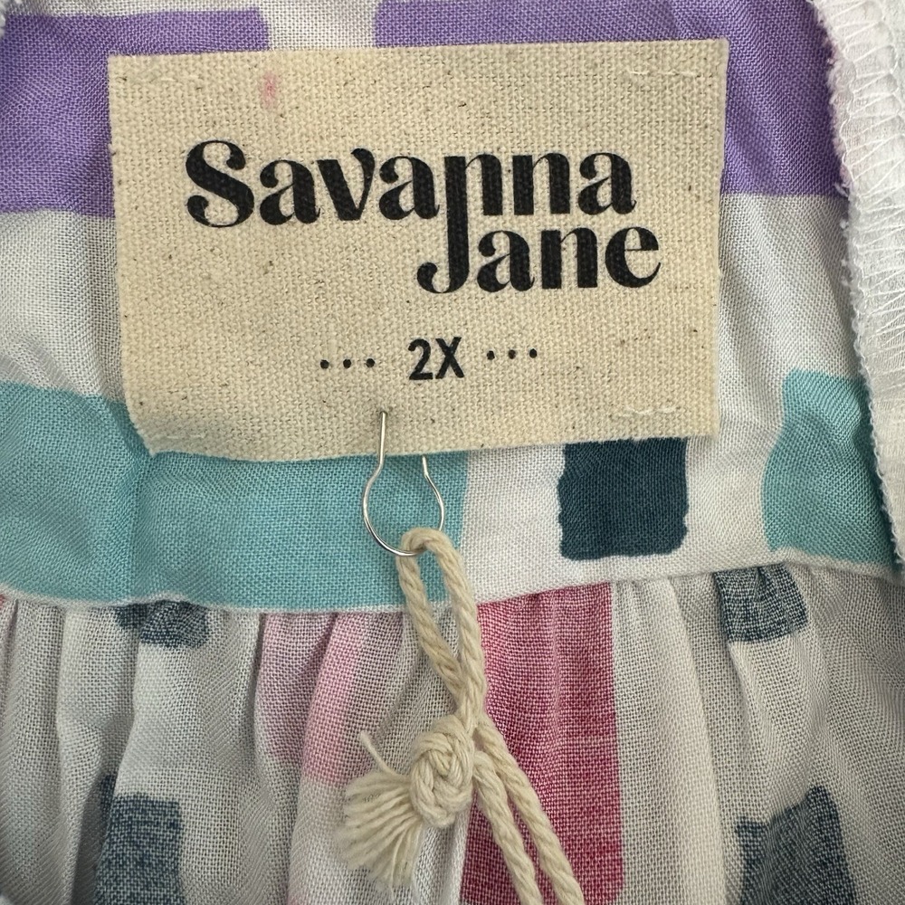 SAVANNA‎ JANE Size 2X Sleeveless Top Blouse Embroidered Geometric Print NWT - Picture 3 of 5